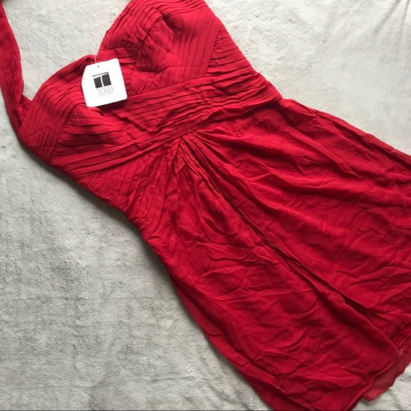 Tadashi Shoji Dresses & Skirts - NWT Tadashi Silk Red Halter Pleat Cocktail Dress